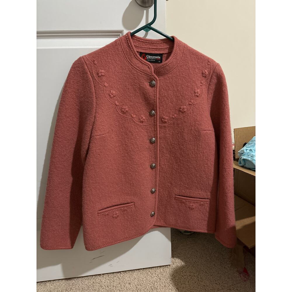 Giesswein Tirol mauve rose wool jacket blazer sz L 40 cardigan
